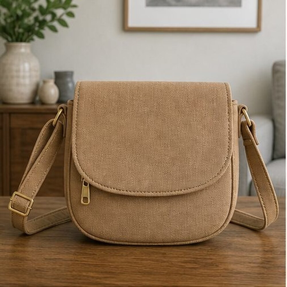 Camel Canvas Crossbody Bag